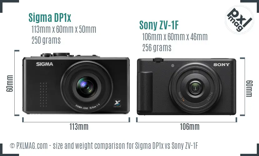 Sigma DP1x vs Sony ZV-1F size comparison