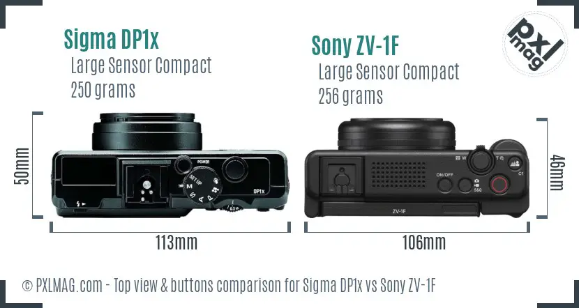 Sigma DP1x vs Sony ZV-1F top view buttons comparison