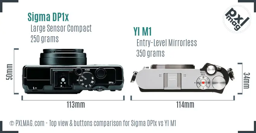 Sigma DP1x vs YI M1 top view buttons comparison Sigma DP1x vs YI M1 top view buttons comparison