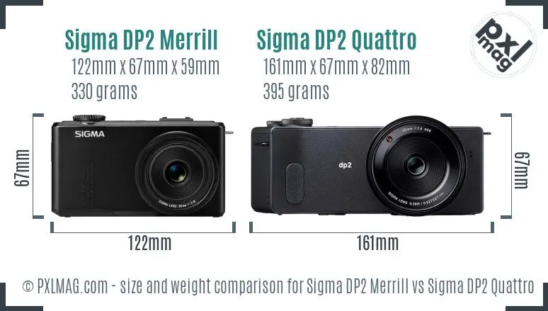 Sigma DP2 Merrill vs Sigma DP2 Quattro size comparison