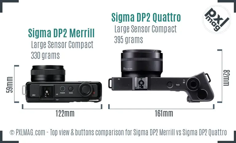 Sigma DP2 Merrill vs Sigma DP2 Quattro top view buttons comparison