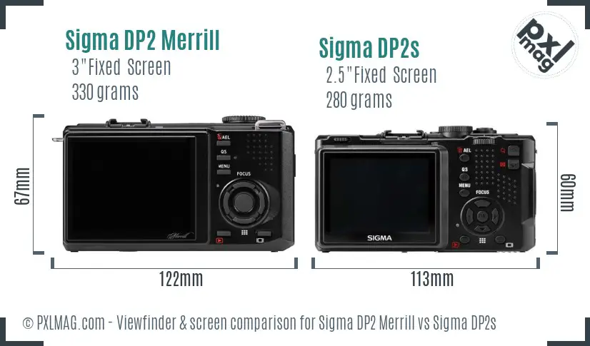 Sigma DP2 Merrill vs Sigma DP2s Screen and Viewfinder comparison