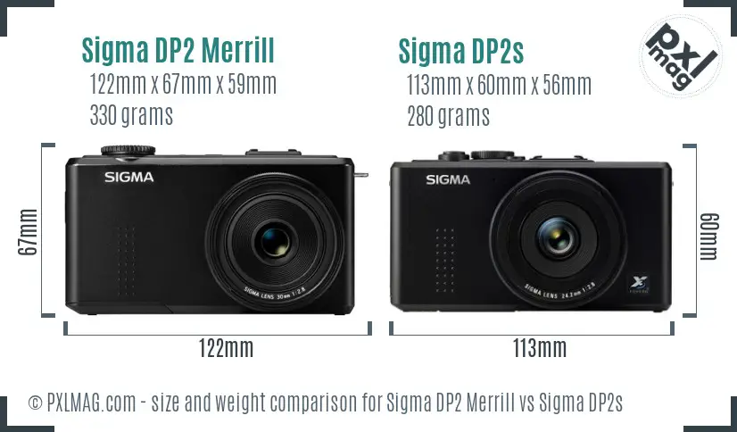 Sigma DP2 Merrill vs Sigma DP2s size comparison