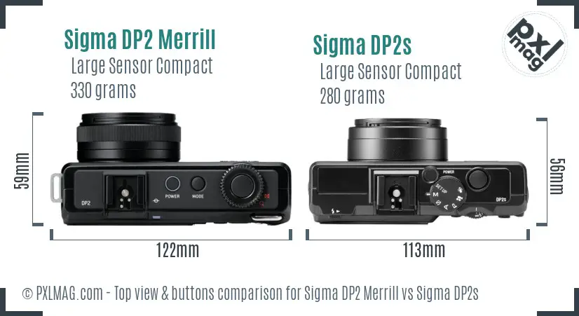 Sigma DP2 Merrill vs Sigma DP2s top view buttons comparison