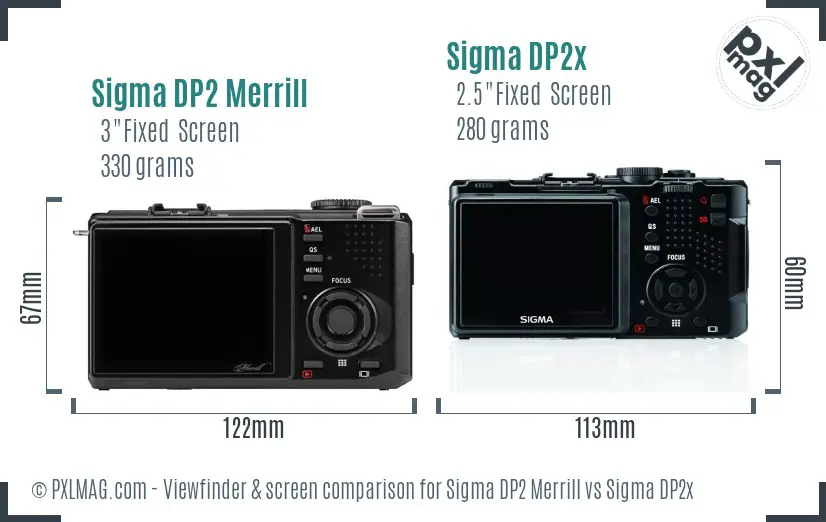 Sigma DP2 Merrill vs Sigma DP2x Screen and Viewfinder comparison
