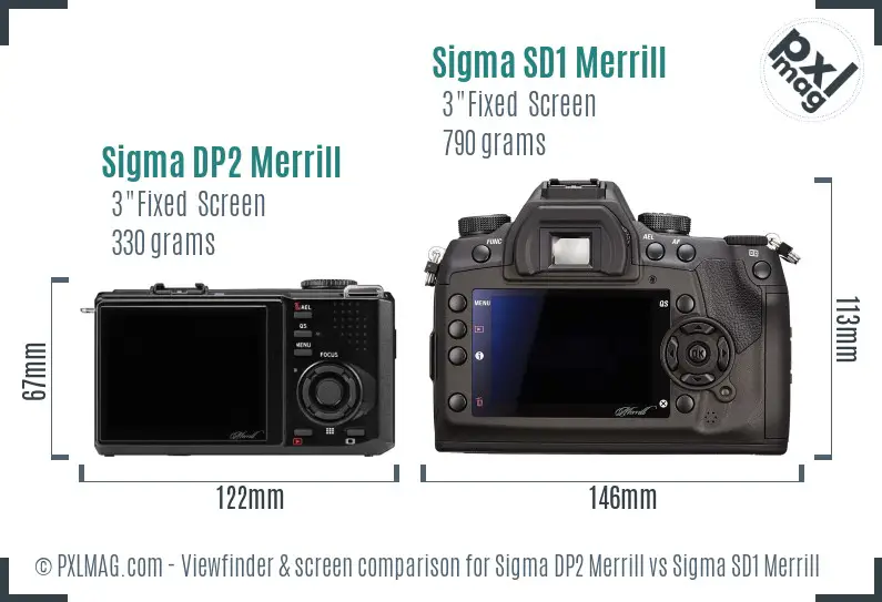 Sigma DP2 Merrill vs Sigma SD1 Merrill Screen and Viewfinder comparison