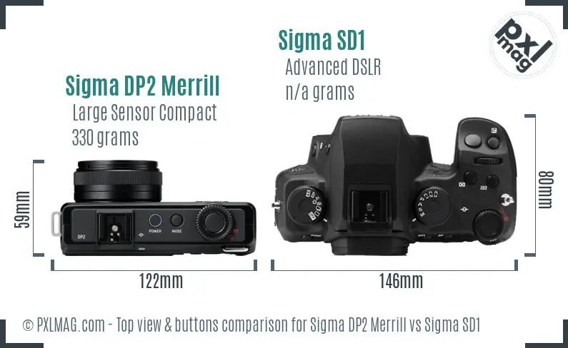 Sigma DP2 Merrill vs Sigma SD1 top view buttons comparison