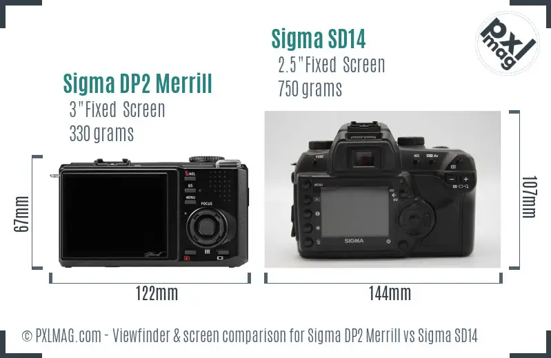 Sigma DP2 Merrill vs Sigma SD14 Screen and Viewfinder comparison