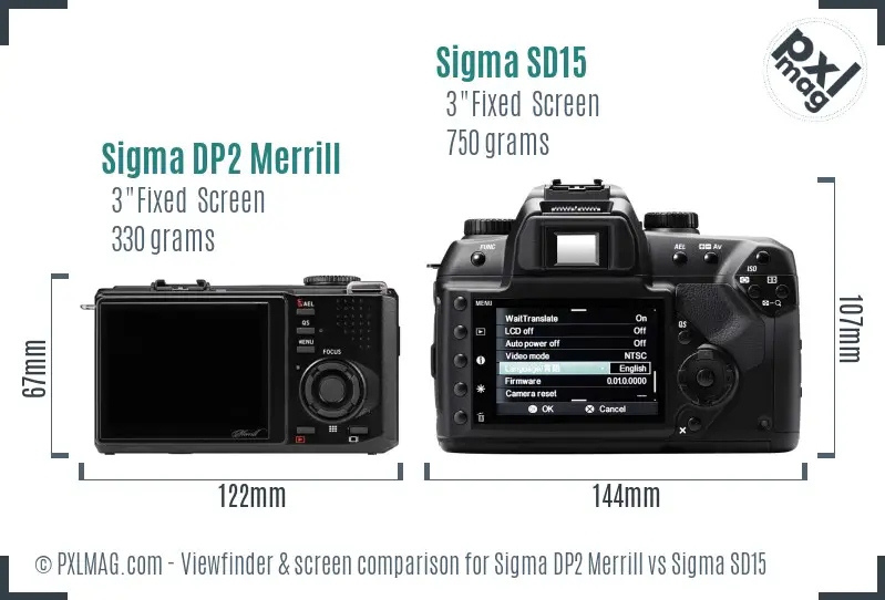 Sigma DP2 Merrill vs Sigma SD15 Screen and Viewfinder comparison