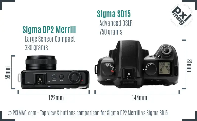 Sigma DP2 Merrill vs Sigma SD15 top view buttons comparison