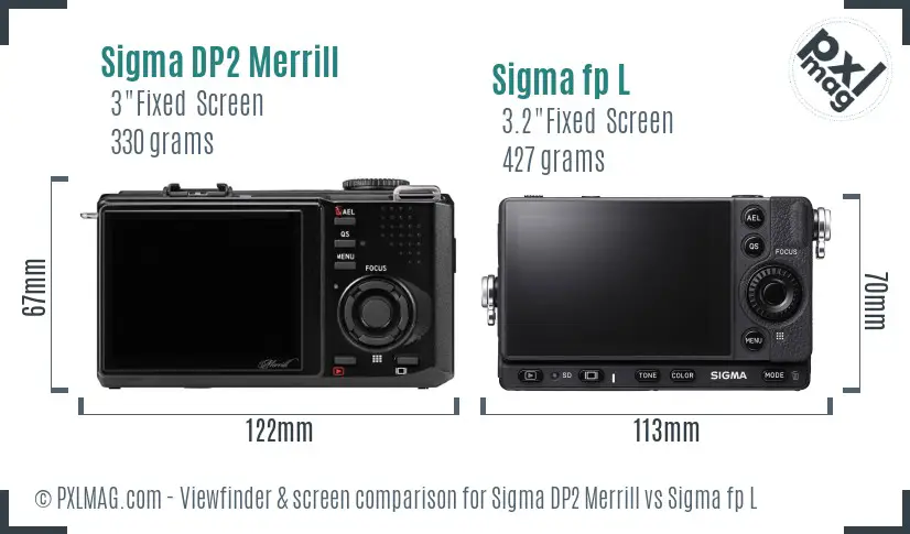 Sigma DP2 Merrill vs Sigma fp L Screen and Viewfinder comparison