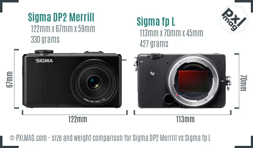 Sigma DP2 Merrill vs Sigma fp L size comparison