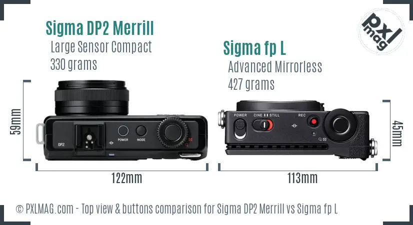 Sigma DP2 Merrill vs Sigma fp L top view buttons comparison