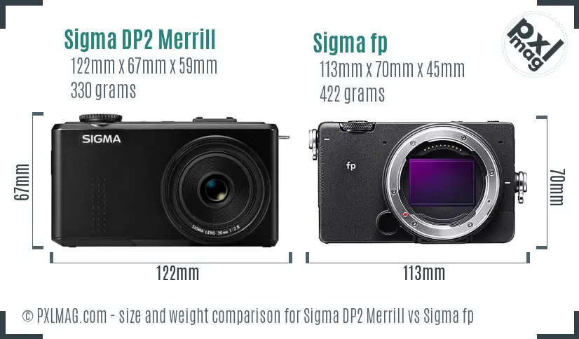 Sigma DP2 Merrill vs Sigma fp size comparison