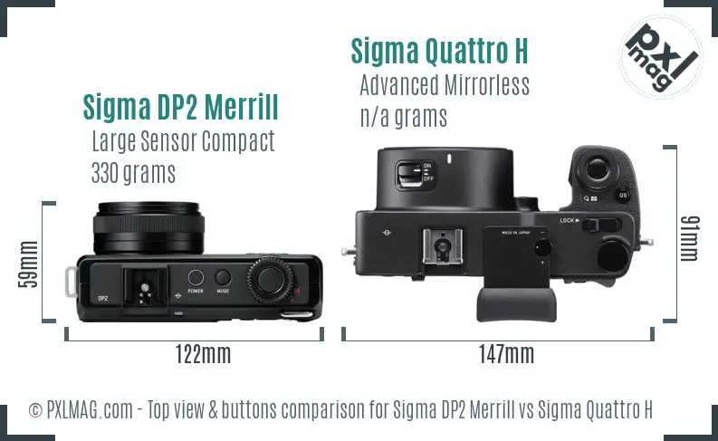 Sigma DP2 Merrill vs Sigma Quattro H top view buttons comparison