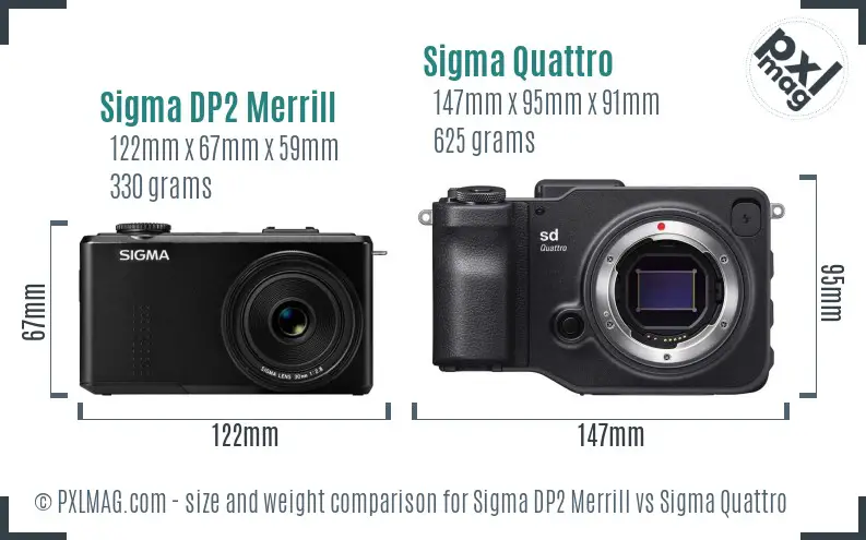 Sigma DP2 Merrill vs Sigma Quattro size comparison