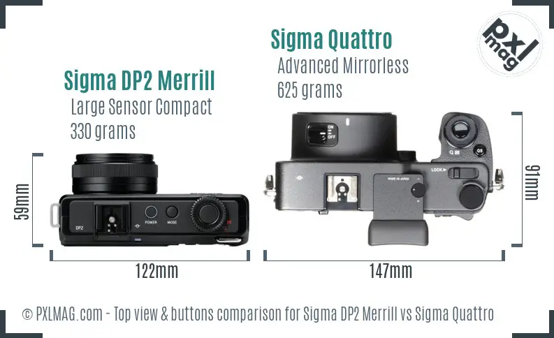Sigma DP2 Merrill vs Sigma Quattro top view buttons comparison