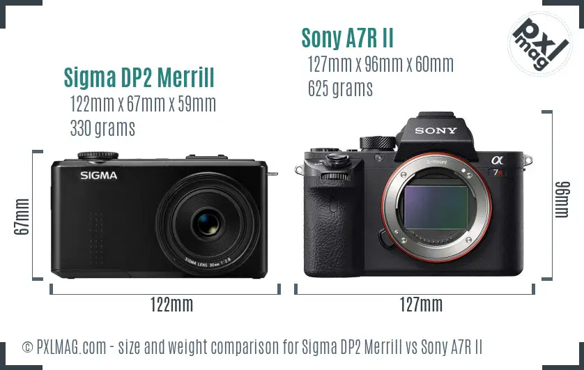 Sigma DP2 Merrill vs Sony A7R II size comparison