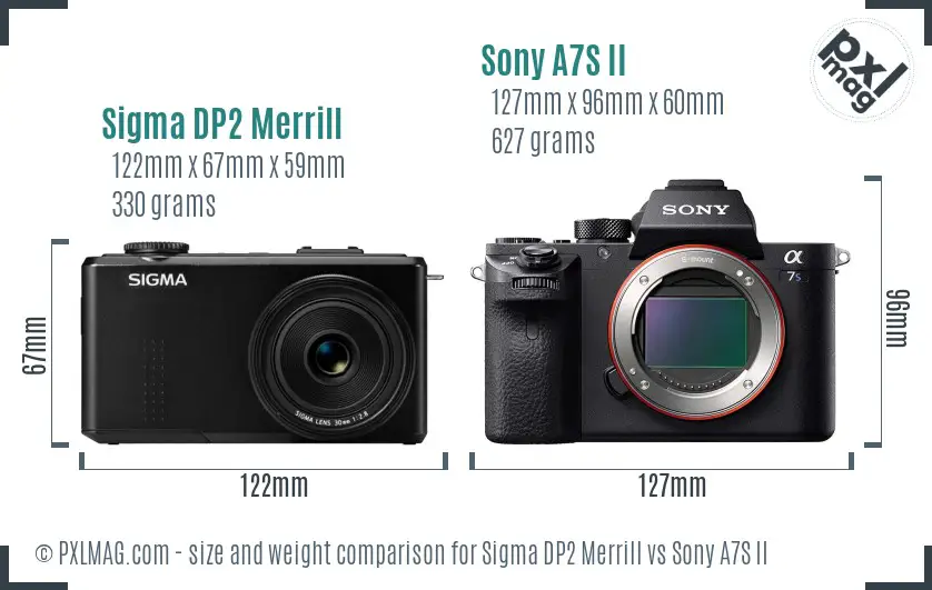 Sigma DP2 Merrill vs Sony A7S II size comparison