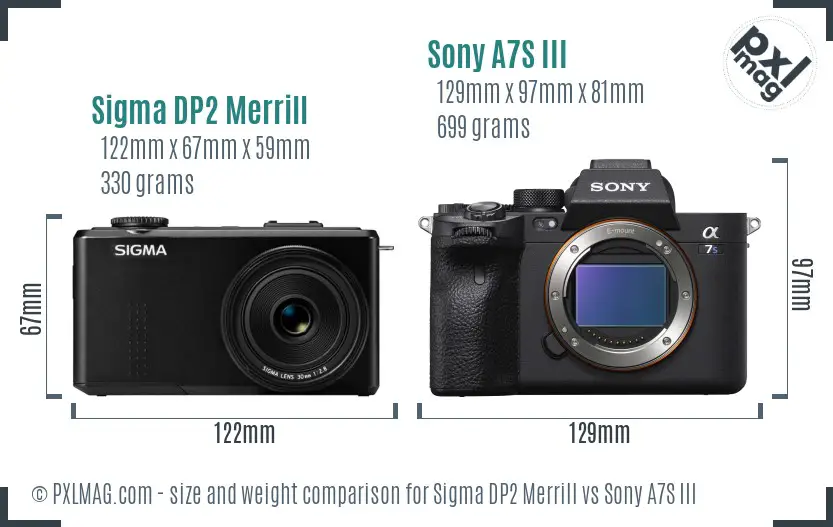 Sigma DP2 Merrill vs Sony A7S III size comparison