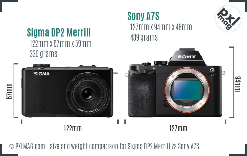 Sigma DP2 Merrill vs Sony A7S size comparison