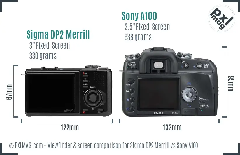 Sigma DP2 Merrill vs Sony A100 Screen and Viewfinder comparison Sigma DP2 Merrill vs Sony A100 Screen and Viewfinder comparison