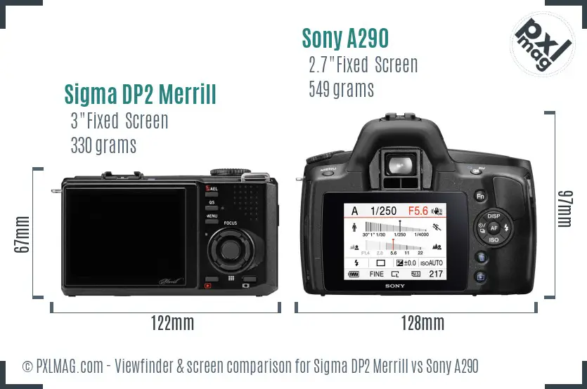 Sigma DP2 Merrill vs Sony A290 Screen and Viewfinder comparison