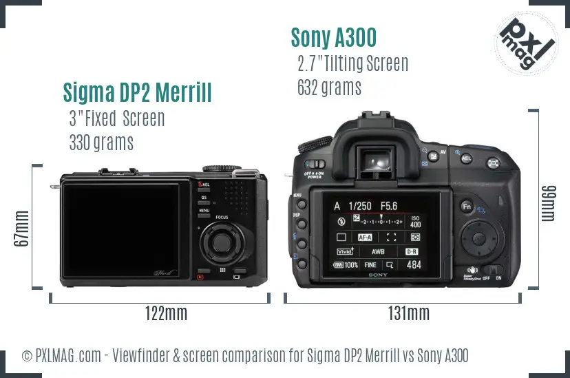 Sigma DP2 Merrill vs Sony A300 Screen and Viewfinder comparison