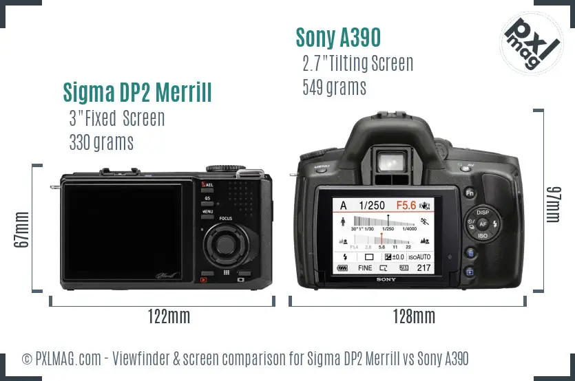 Sigma DP2 Merrill vs Sony A390 Screen and Viewfinder comparison