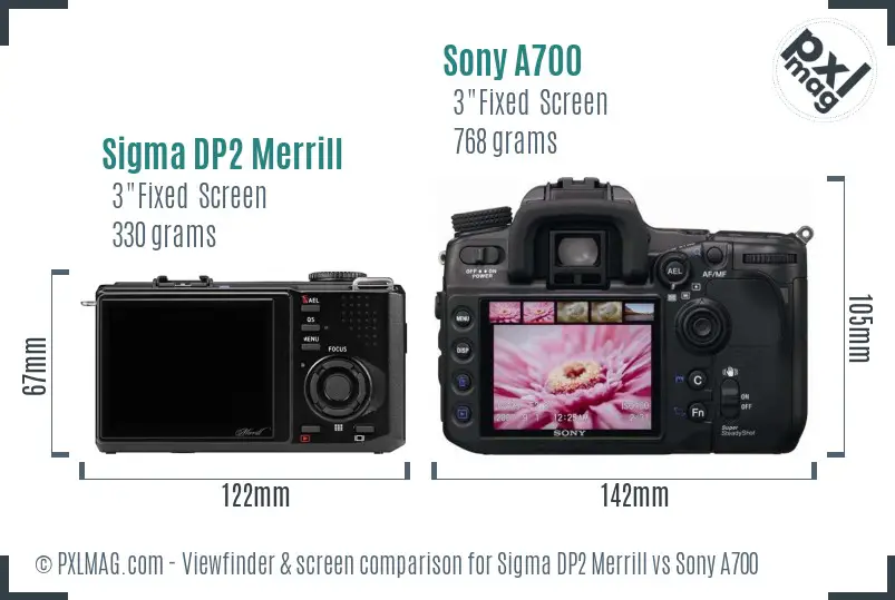 Sigma DP2 Merrill vs Sony A700 Screen and Viewfinder comparison