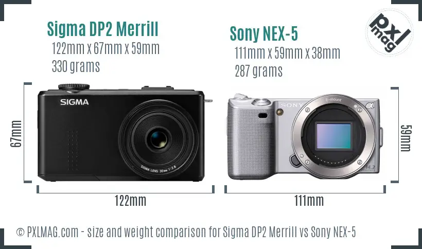 Sigma DP2 Merrill vs Sony NEX-5 size comparison