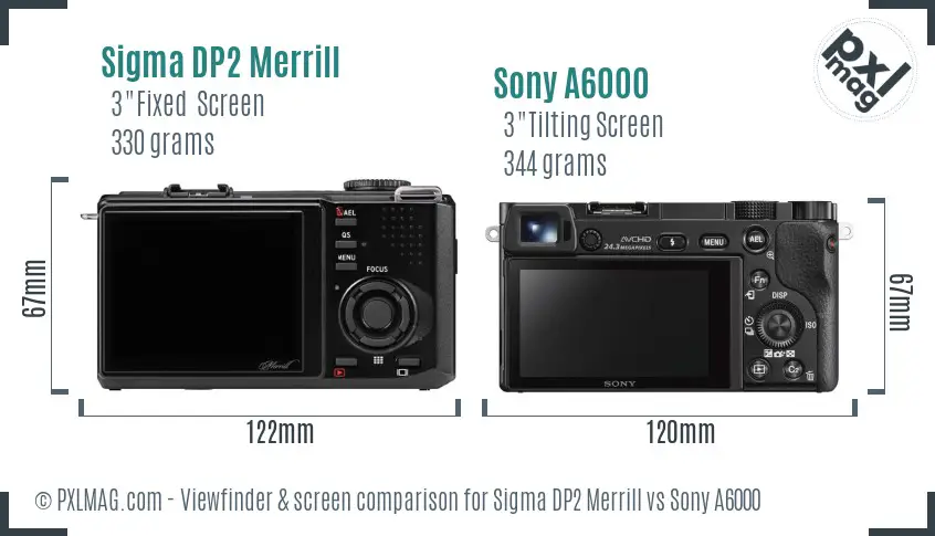 Sigma DP2 Merrill vs Sony A6000 Screen and Viewfinder comparison