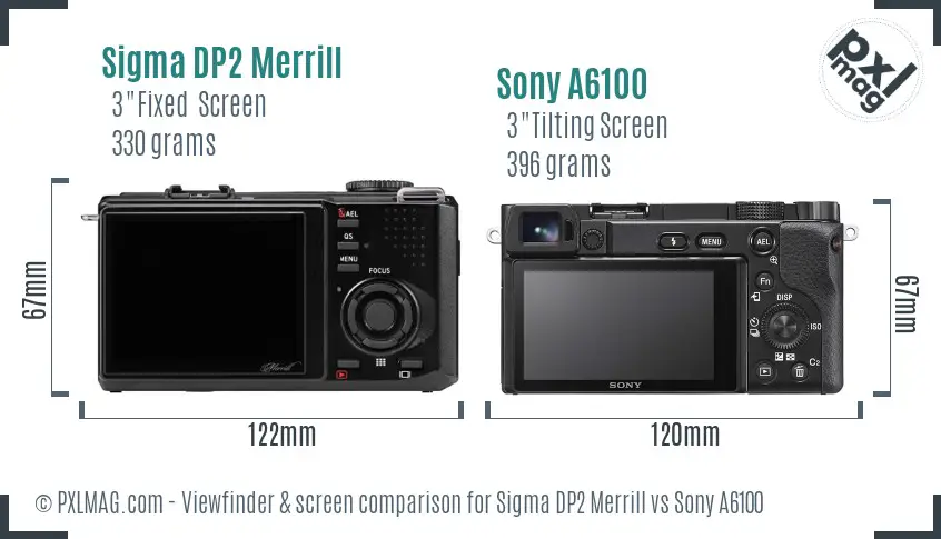 Sigma DP2 Merrill vs Sony A6100 Screen and Viewfinder comparison