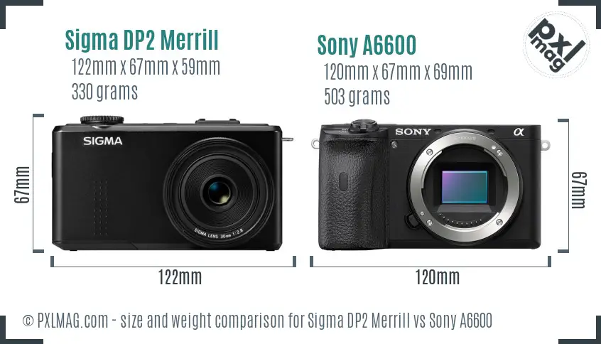 Sigma DP2 Merrill vs Sony A6600 size comparison Sigma DP2 Merrill vs Sony A6600 size comparison