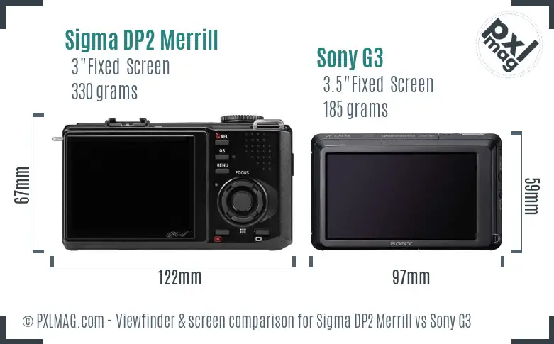 Sigma DP2 Merrill vs Sony G3 Screen and Viewfinder comparison Sigma DP2 Merrill vs Sony G3 Screen and Viewfinder comparison