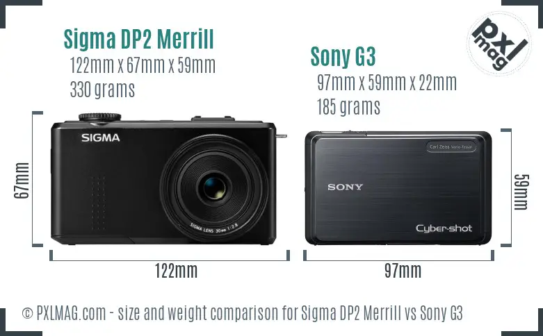 Sigma DP2 Merrill vs Sony G3 size comparison Sigma DP2 Merrill vs Sony G3 size comparison