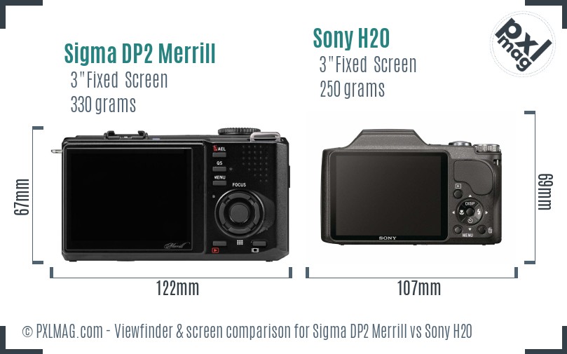 Sigma DP2 Merrill vs Sony H20 Screen and Viewfinder comparison