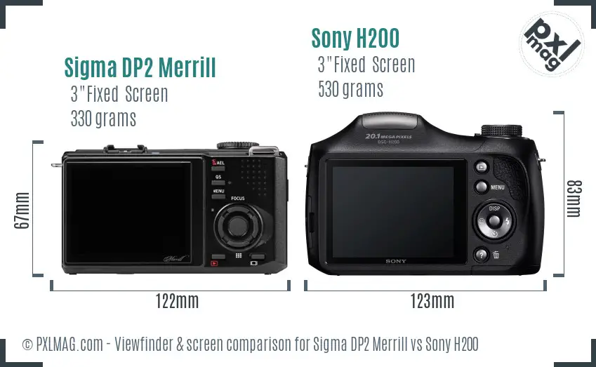 Sigma DP2 Merrill vs Sony H200 Screen and Viewfinder comparison