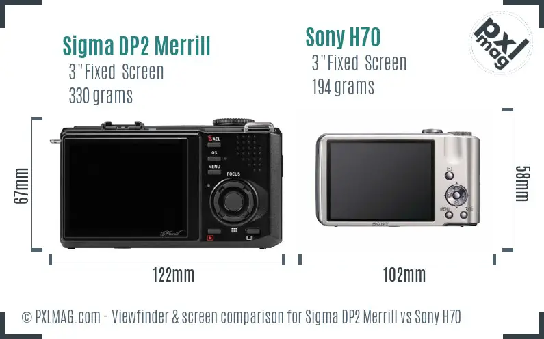 Sigma DP2 Merrill vs Sony H70 Screen and Viewfinder comparison Sigma DP2 Merrill vs Sony H70 Screen and Viewfinder comparison