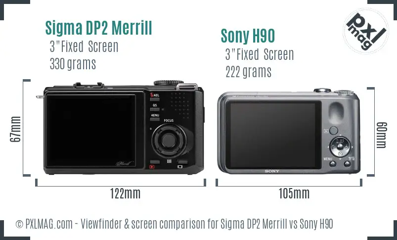 Sigma DP2 Merrill vs Sony H90 Screen and Viewfinder comparison