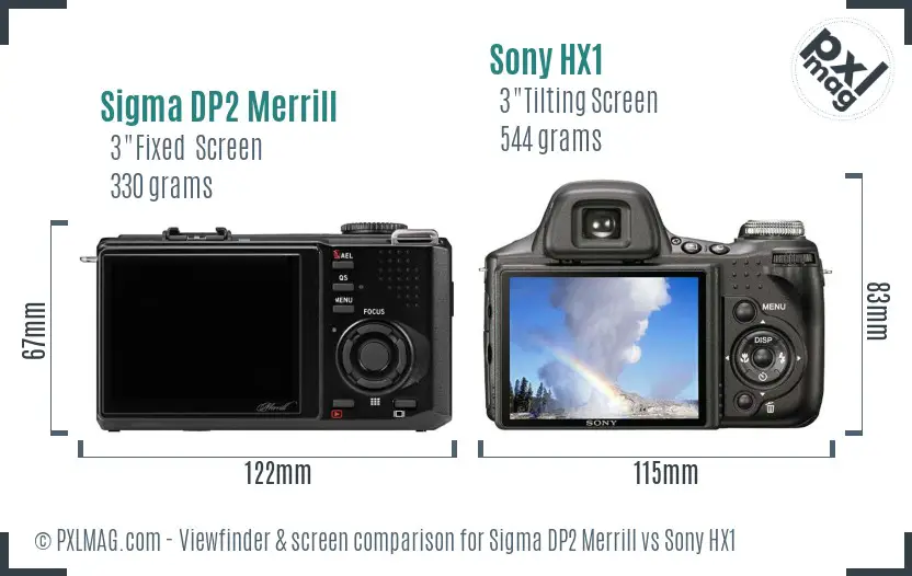 Sigma DP2 Merrill vs Sony HX1 Screen and Viewfinder comparison Sigma DP2 Merrill vs Sony HX1 Screen and Viewfinder comparison