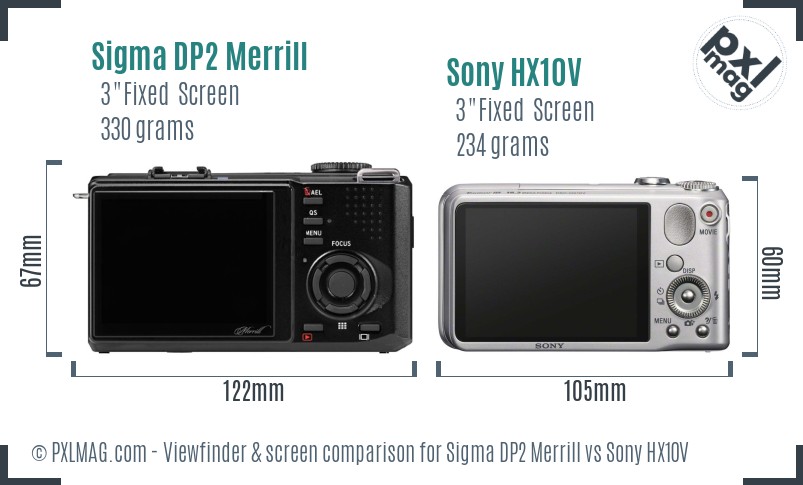 Sigma DP2 Merrill vs Sony HX10V Screen and Viewfinder comparison
