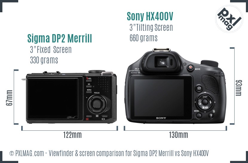 Sigma DP2 Merrill vs Sony HX400V Screen and Viewfinder comparison
