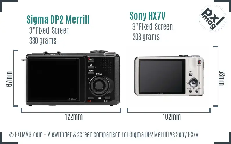 Sigma DP2 Merrill vs Sony HX7V Screen and Viewfinder comparison