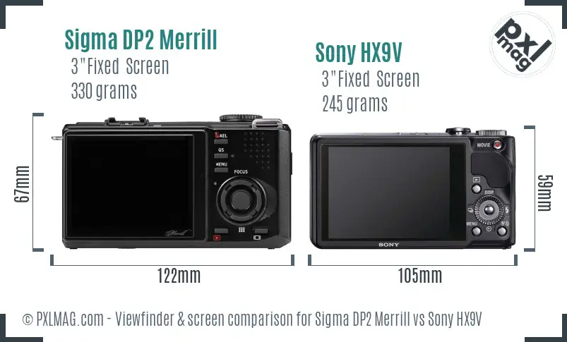 Sigma DP2 Merrill vs Sony HX9V Screen and Viewfinder comparison Sigma DP2 Merrill vs Sony HX9V Screen and Viewfinder comparison