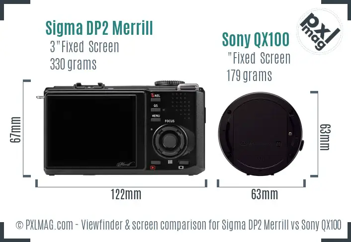 Sigma DP2 Merrill vs Sony QX100 Screen and Viewfinder comparison