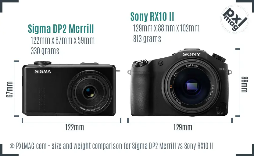 Sigma DP2 Merrill vs Sony RX10 II size comparison Sigma DP2 Merrill vs Sony RX10 II size comparison