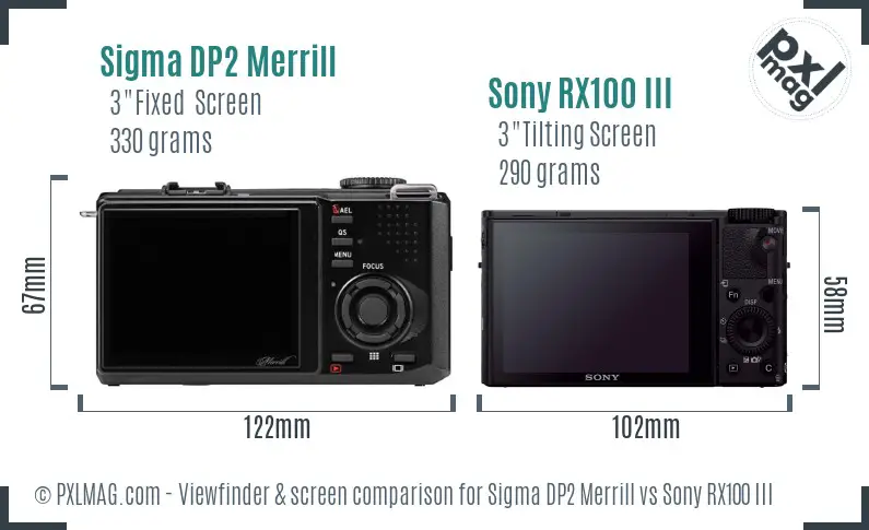 Sigma DP2 Merrill vs Sony RX100 III Screen and Viewfinder comparison