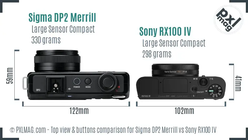 Sigma DP2 Merrill vs Sony RX100 IV top view buttons comparison