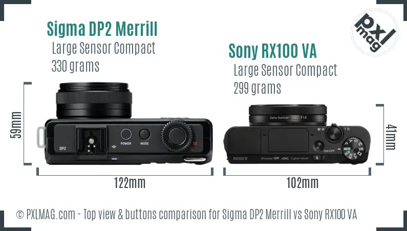 Sigma DP2 Merrill vs Sony RX100 VA top view buttons comparison
